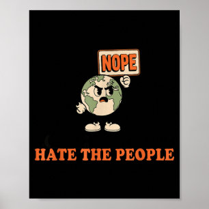 Affiche Aimez la terre détestez les gens retro dessin anim