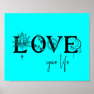 Affiche Aimez votre vie Stars Lotus lune Soleil dragonflys