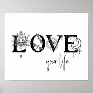Affiche Aimez votre vie Stars Lotus lune Soleil dragonflys