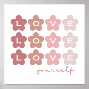 Affiche Aimez-vous   Fleurs roses rétro   Esthétique