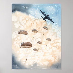 Affiche Airborne Paratroopers Jump from Hercules Aircraft