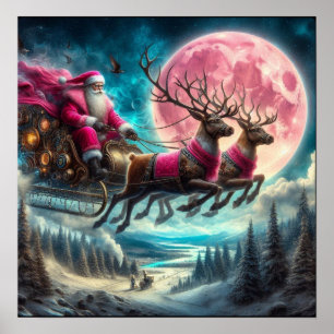 Affiche Airborne Pink Père Noël