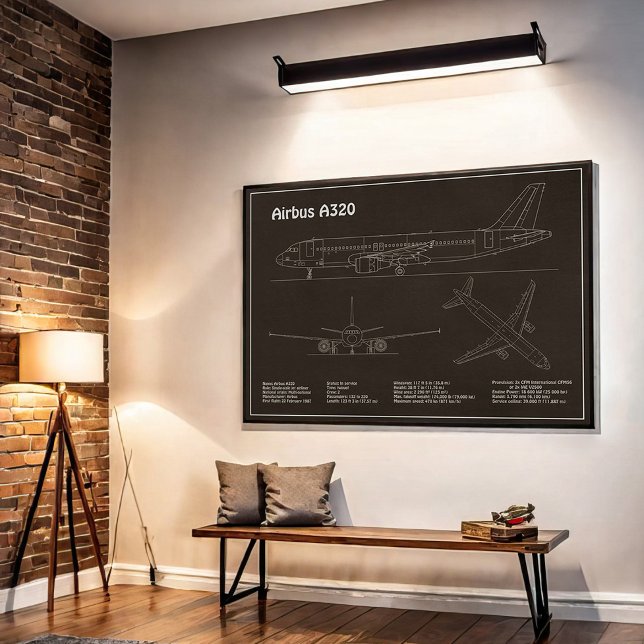 Affiche Airbus A320 - Plans de dessin de plan d'avion PD (Créateur téléchargé)