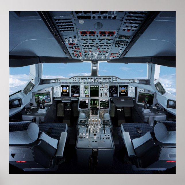 Affiche Airbus A380 - Cockpit HD (Devant)