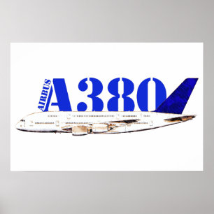 Affiche Airbus A380 Dessin d'aquarelle d'avion