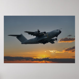 Affiche Airbus A400M Au Coucher Du Soleil