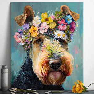 Affiche Airedale Terrier Abstraite peinture florale