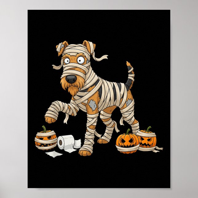 Affiche Airedale Terrier maman Citrouille Halloween Kids M (Devant)