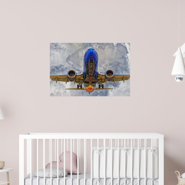 Affiche Airliner en approche finale avec ciel très nuageux (Pépinière 2)