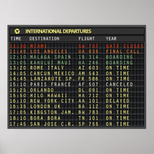 Affiche Airport Board (texte personnalisable, titre aussi)