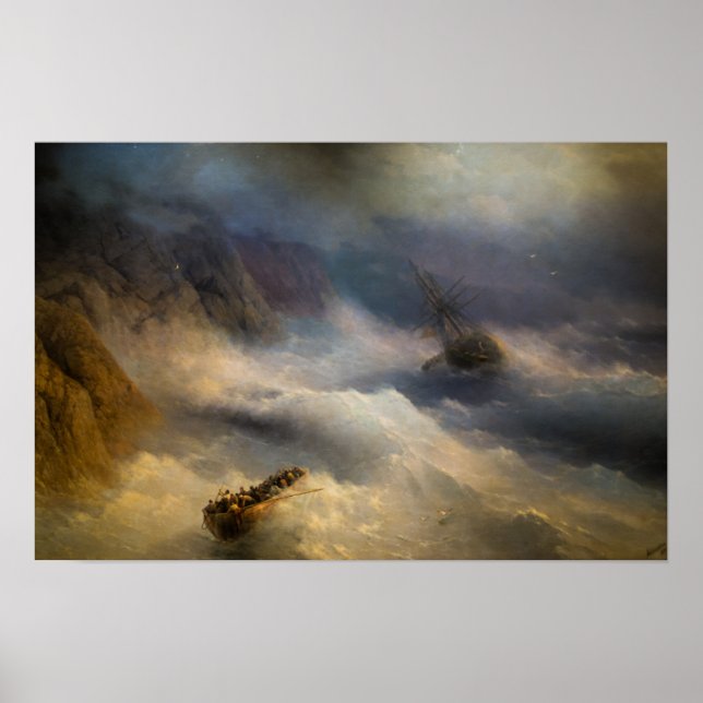 Affiche Aivazovsky - Bateaux En Tempête (Devant)