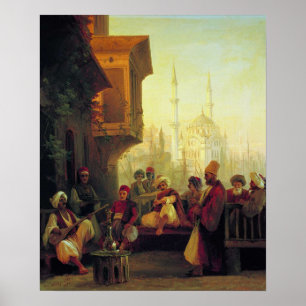Affiche Aivazovsky - Café, Mosquée Ortakoy, Consta…