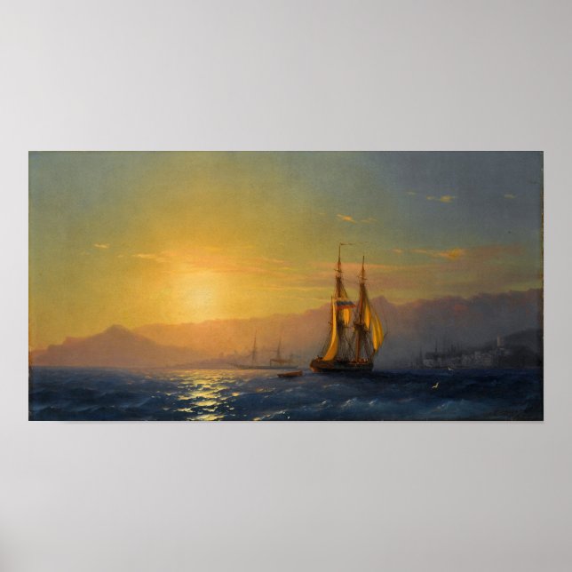 Affiche Aivazovsky - Coucher De Soleil En Mer 1877 (Devant)