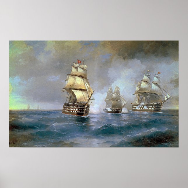 Affiche Aivazovsky - La brigantine Mercury attaquée par de (Devant)