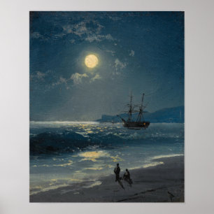 Affiche Aivazovsky - Navire à voile sur une mer calme au c