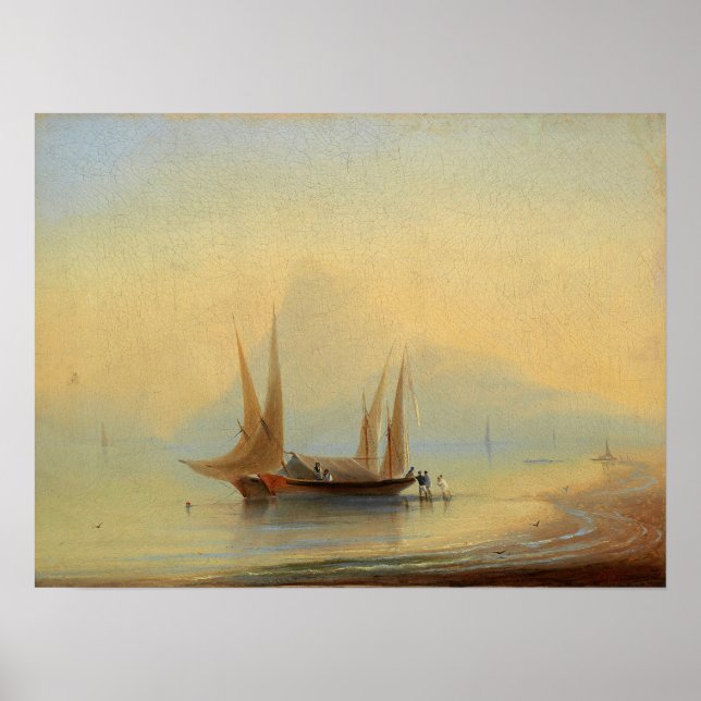 Affiche Aivazovsky - Péniches au large de la côte (Devant)
