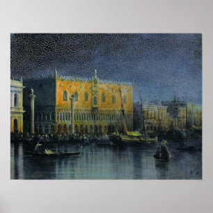 Affiche Aivazovsky - Pluie au palais à Venise au clair de 