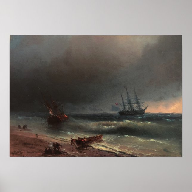Affiche Aivazovsky - Tempête au large de la côte (Devant)
