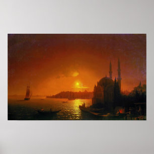 Affiche Aivazovsky - Vue de Constantinople au clair de lun