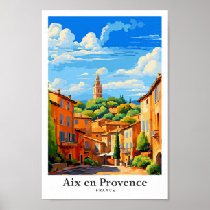 Affiche Aix en Provence France Art Travel Illustration