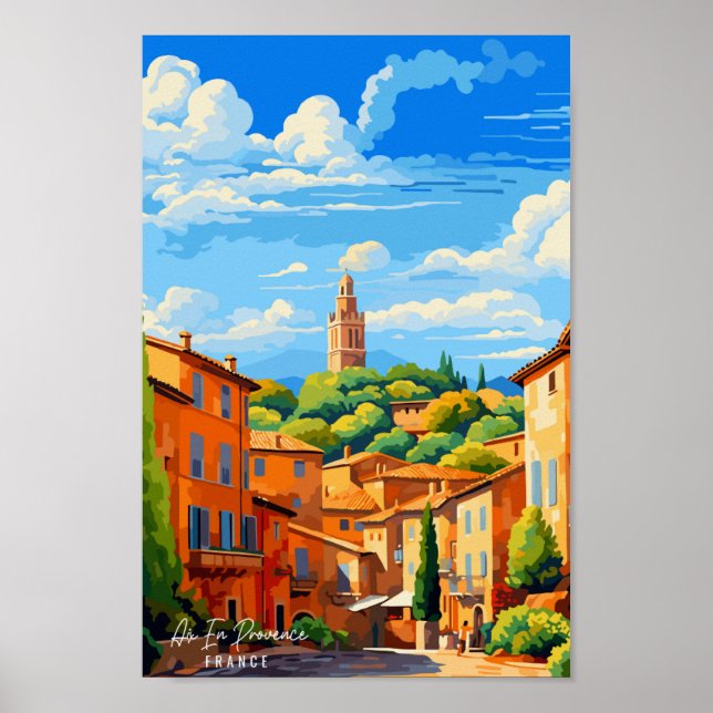 Affiche Aix En Provence France illustration de voyage vint (Devant)