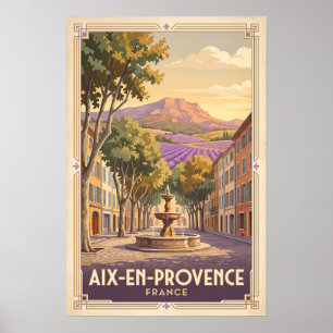 Affiche Aix en Provence France Voyage Rétro