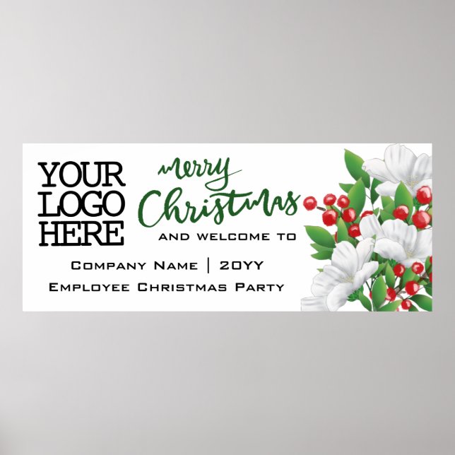 Affiche Ajouter le logo aquarelle florale |Joyeux Noël ver (Devant)