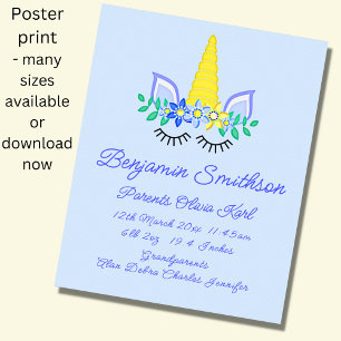 Affiche Ajouter le nom Détails de naissance, Unicorn Eyes