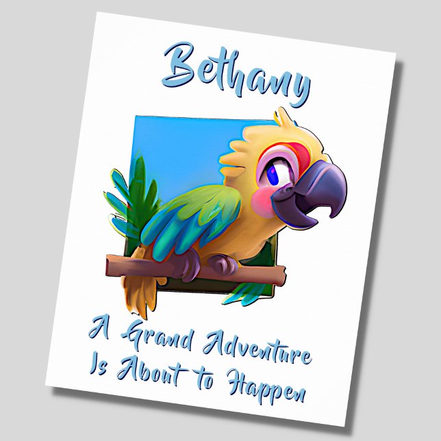Affiche Ajouter le nom Texte, Bébé Macaw Parrot Ara Bird N (Créateur téléchargé)