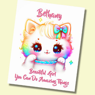 Affiche Ajouter le nom Texte, Chaton coloré Nursery