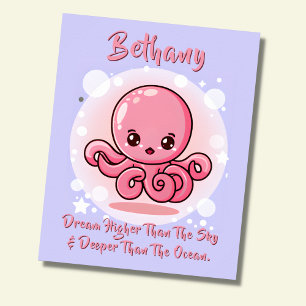 Affiche Ajouter le nom Texte, Pink Baby Octopus dans la bu
