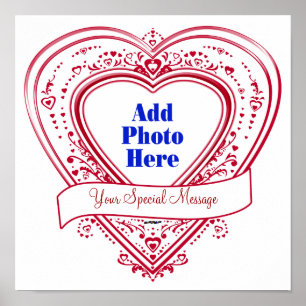 Affiche Ajouter un message spécial Photo Red Hearts