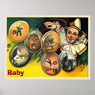 Affiche Ajouter un nom Actes clowns Symbole Vintage