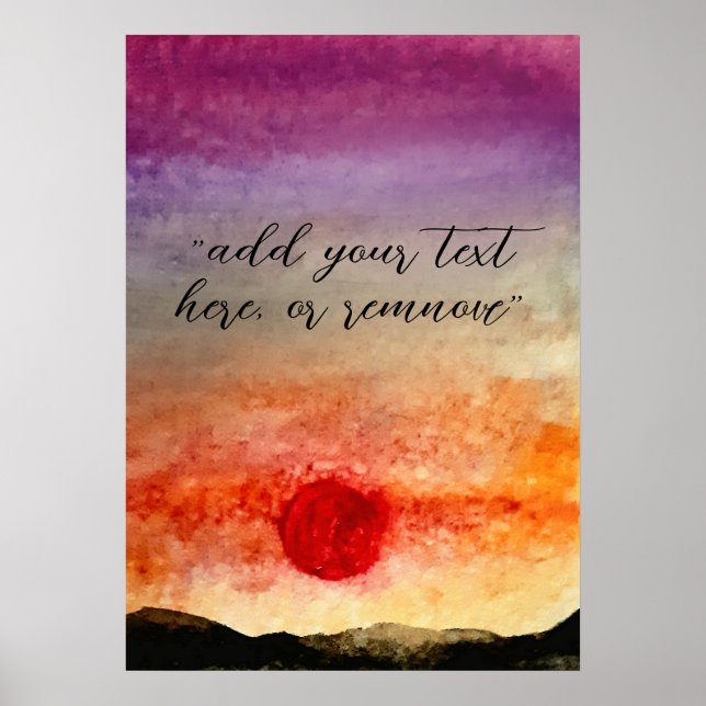 Affiche Ajouter un texte aquarelle Sunset Mountains Paysag (Devant)