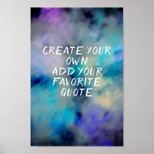 Affiche ajouter une citation aquarelle couleur bleu et vio
