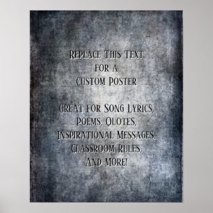 Affiche Ajouter Votre Citation Grunge Texturée Gris Foncé