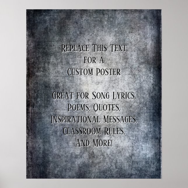 Affiche Ajouter Votre Citation Grunge Texturée Gris Foncé (Devant)