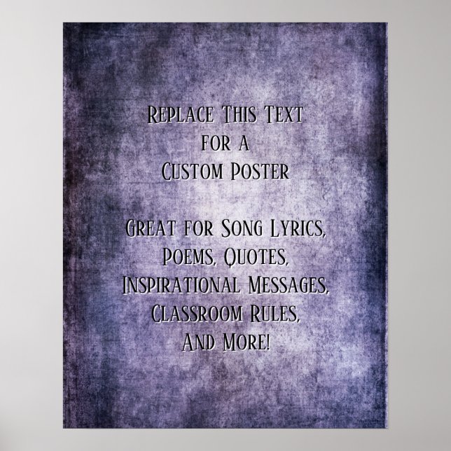 Affiche Ajouter Votre Devis Texte Grunge Violet foncé Text (Devant)