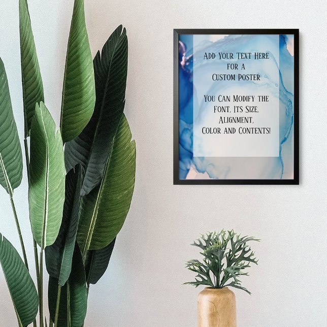 Affiche Ajouter Votre Encre D'Alcool Abstrait Bleu Texte P (Créateur téléchargé)