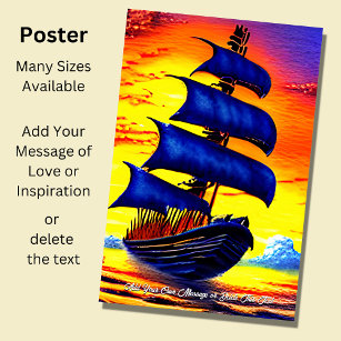 Affiche Ajouter Votre Message, Bateau Pirate Blue Sailing