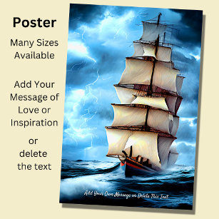 Affiche Ajouter votre message, voilier en Blue Lightning