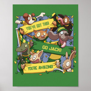 Affiche Ajouter Votre Nom Motivational Animal Fans Cartoon