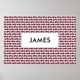 Affiche Ajouter votre nom Red Fire truck Personnalisé