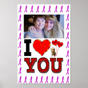 Affiche Ajouter Votre Photo I Love You Breast Cancer Ribbo