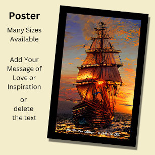 Affiche Ajouter votre propre message Brown Pirate Voilier