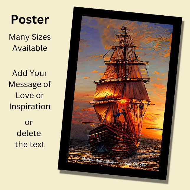 Affiche Ajouter votre propre message Brown Pirate Voilier (Créateur téléchargé)