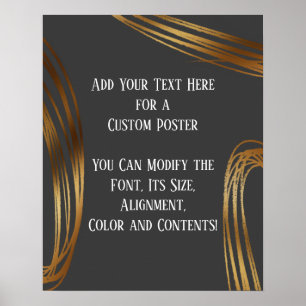 Affiche Ajouter Votre Texte Orthographe Or Ovales gris fon