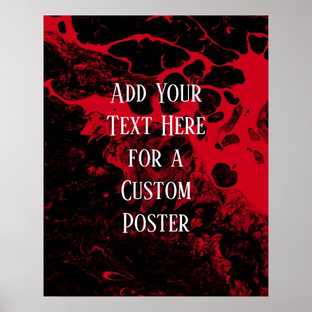 Affiche Ajouter votre texte personnalisé Marbre rouge noir (Devant)