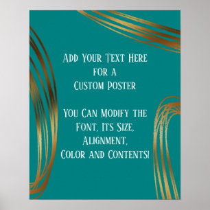 Affiche Ajouter Votre Texte Personnalisé Scribbled Gold Ov