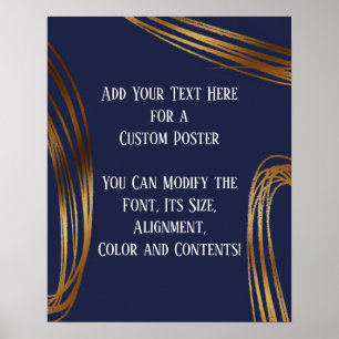 Affiche Ajouter Votre Texte Scribblé Gold Ovals Navy Blue
